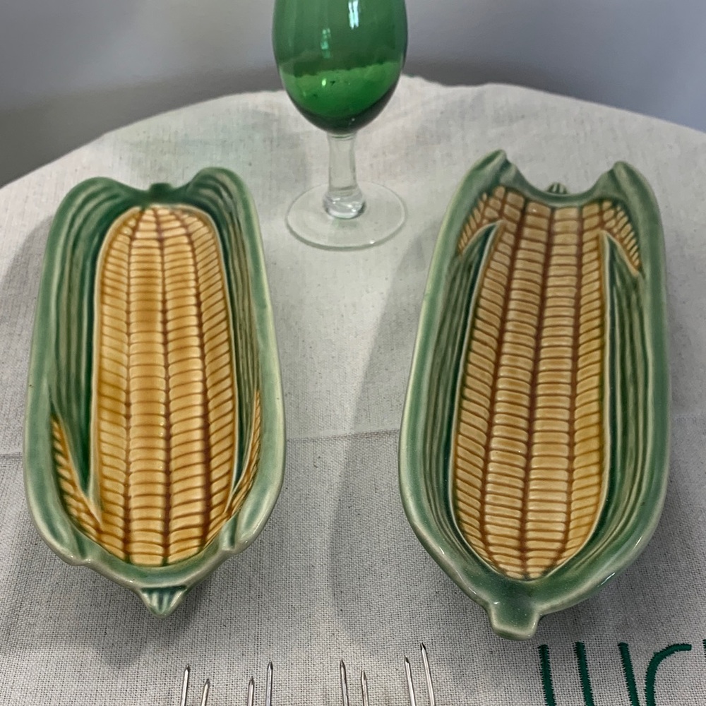 Bordello Pinheiro Colorful Corn-Shaped Cobb Holders- Beautiful - S/2 Vintage EUC